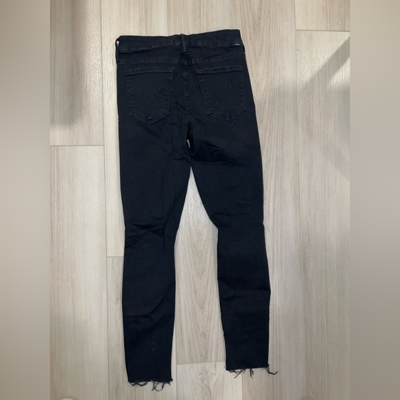 Mother Looker Ankle Fray Jeans Size 26 Guilty As Sin Distressed Black Denim - Picture 10 of 12